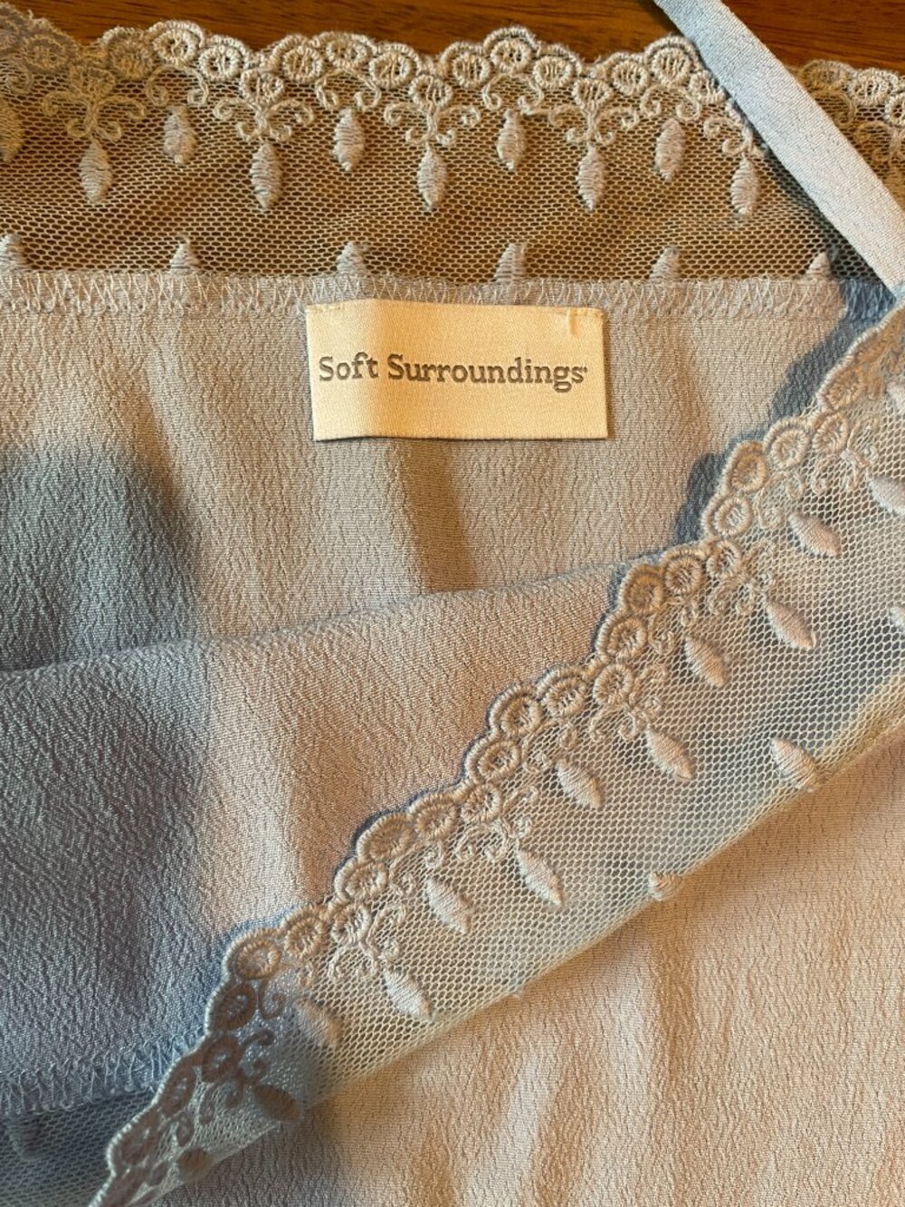Soft Surroundings Light Blue Lace Trim Camisole Tank Top Size L Festival Boho - Picture 6 of 8